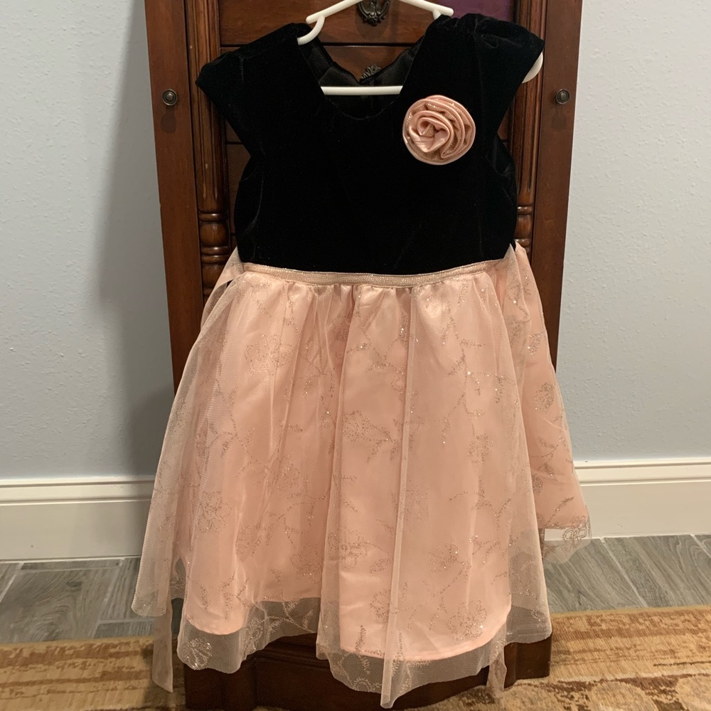 Jona Michelle dress, black velvet with pink tulle